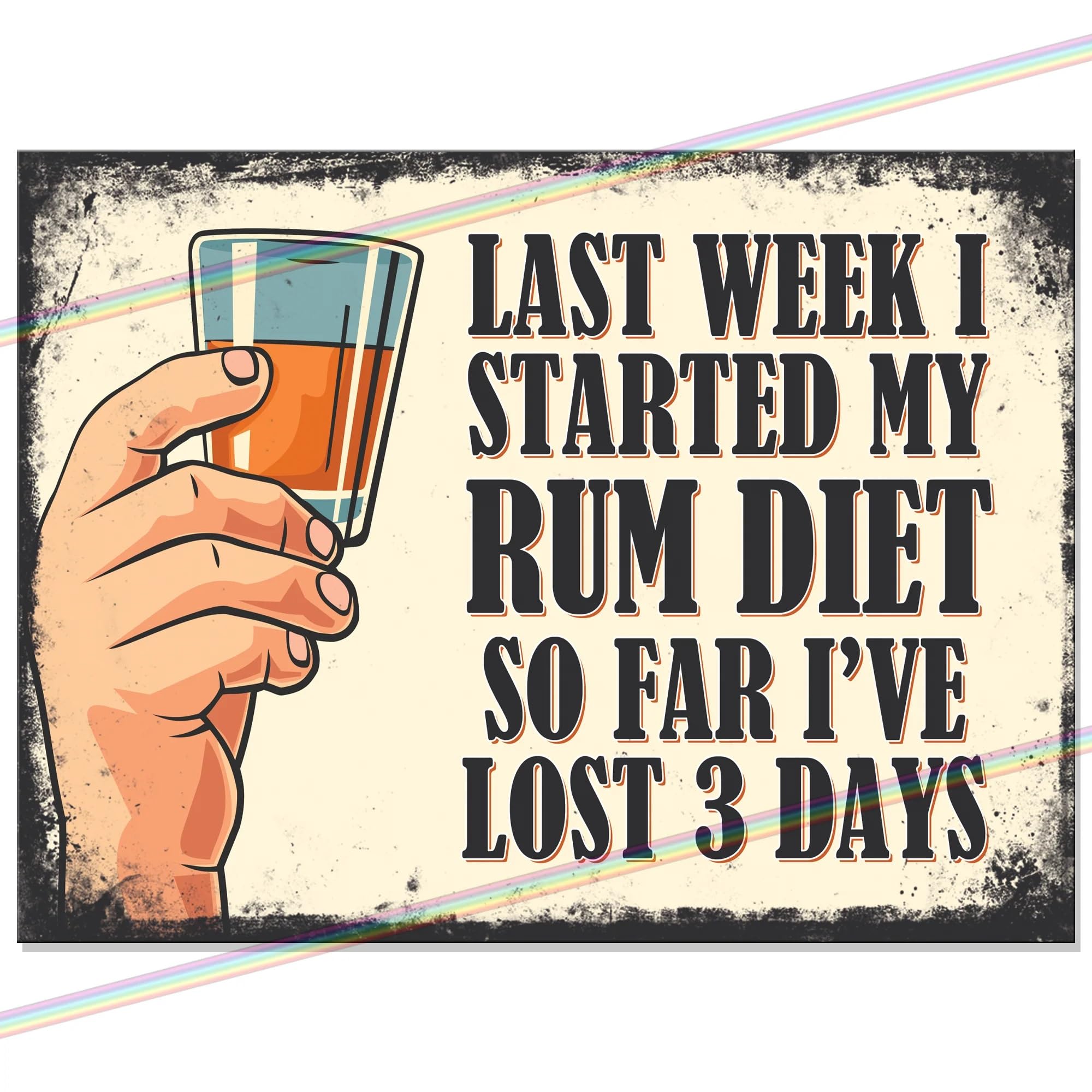 Rum Diet Metal Bar Sign Father's Gift Logo Man Cave Tin Vintage Hanging Wall Plaque Kitchen Garden Shed Garage Funny Made UK (27cm x 18cm)