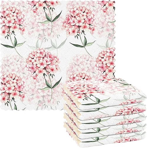 linqin Delicate Watercolor Flower Set of 6 Fast Drying Microfiber Dish Drying Towel Print Cotton Kitchen Accessories for Cooking Reusable for