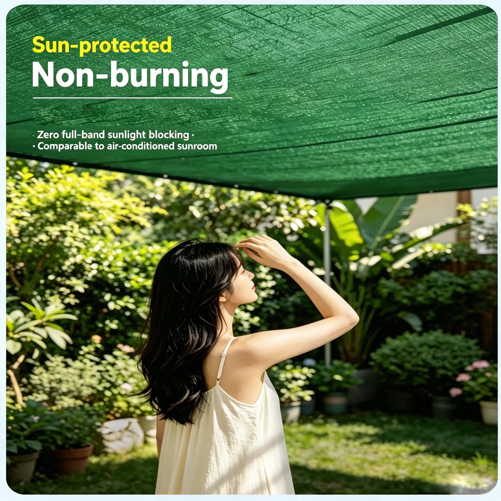 Telo Ombreggiante Verde 95% Con Occhielli, Rete HDPE Resistente Ai Raggi UV E Traspirante Per Patio, Giardino E Piscina(6x10ft)