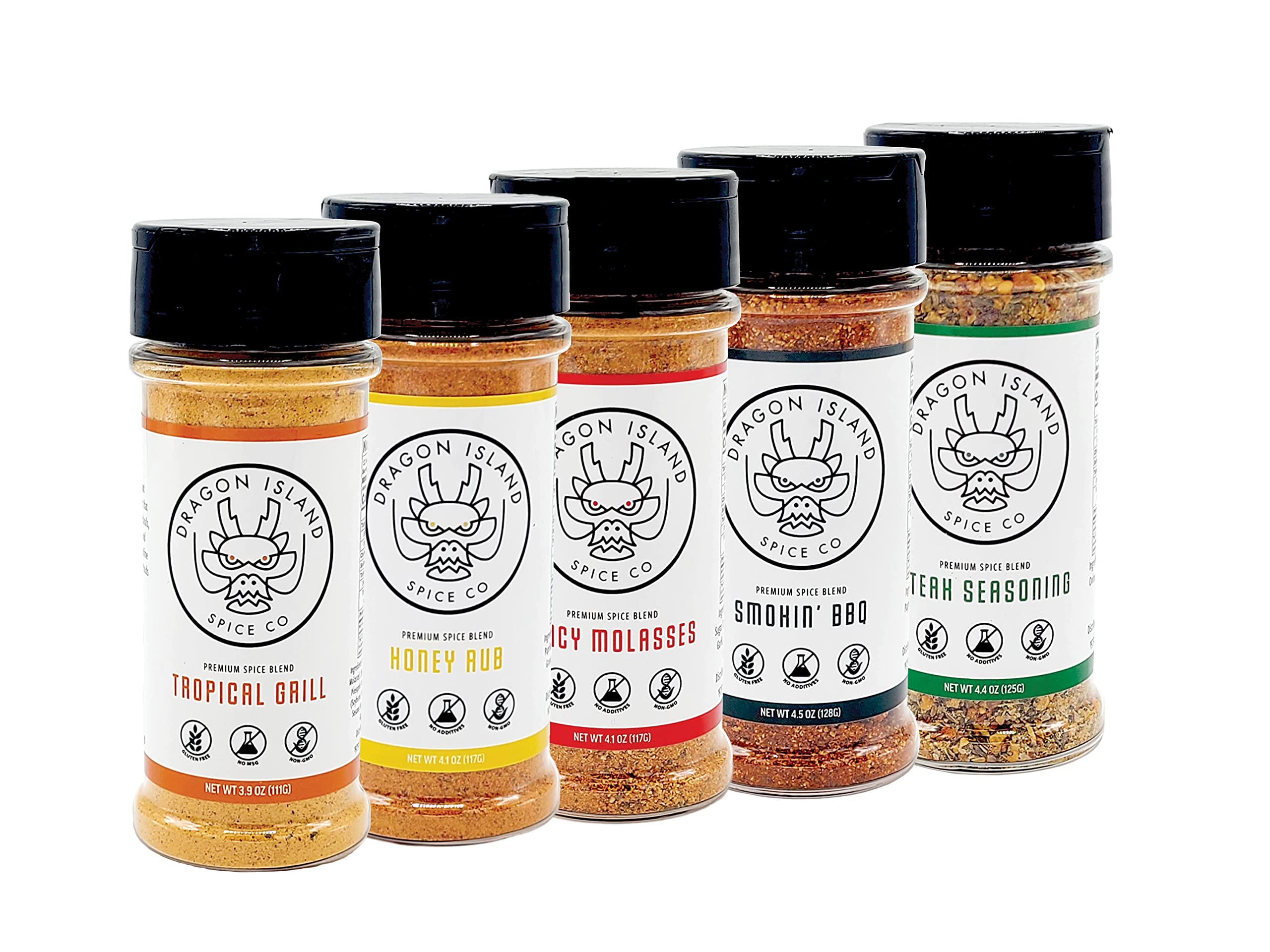 DRAGON ISLANDSpice Company - The Original Seasoning Kit - Grilling and Vegetable Spice Set - BBQ Gift Set - Gift For Cooks - 5 Units Per Kit