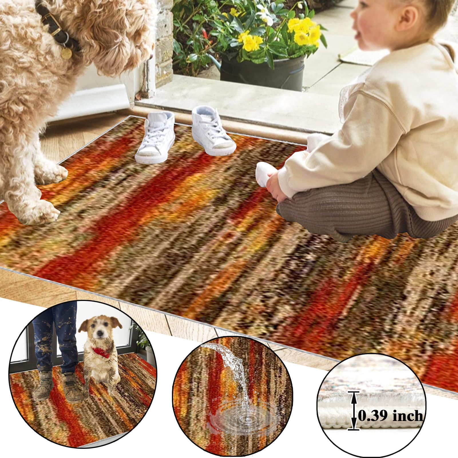 Küchenteppich rutschfest Waschbar Teppich Läufer Flur Küchen Teppiche Läufer Fußmatte Lang Flurläufer Teppichläufer Flur Läufer für Eingang Küche Schlafzimmer Wohnzimmer Runner Rug 60 x 200 cm