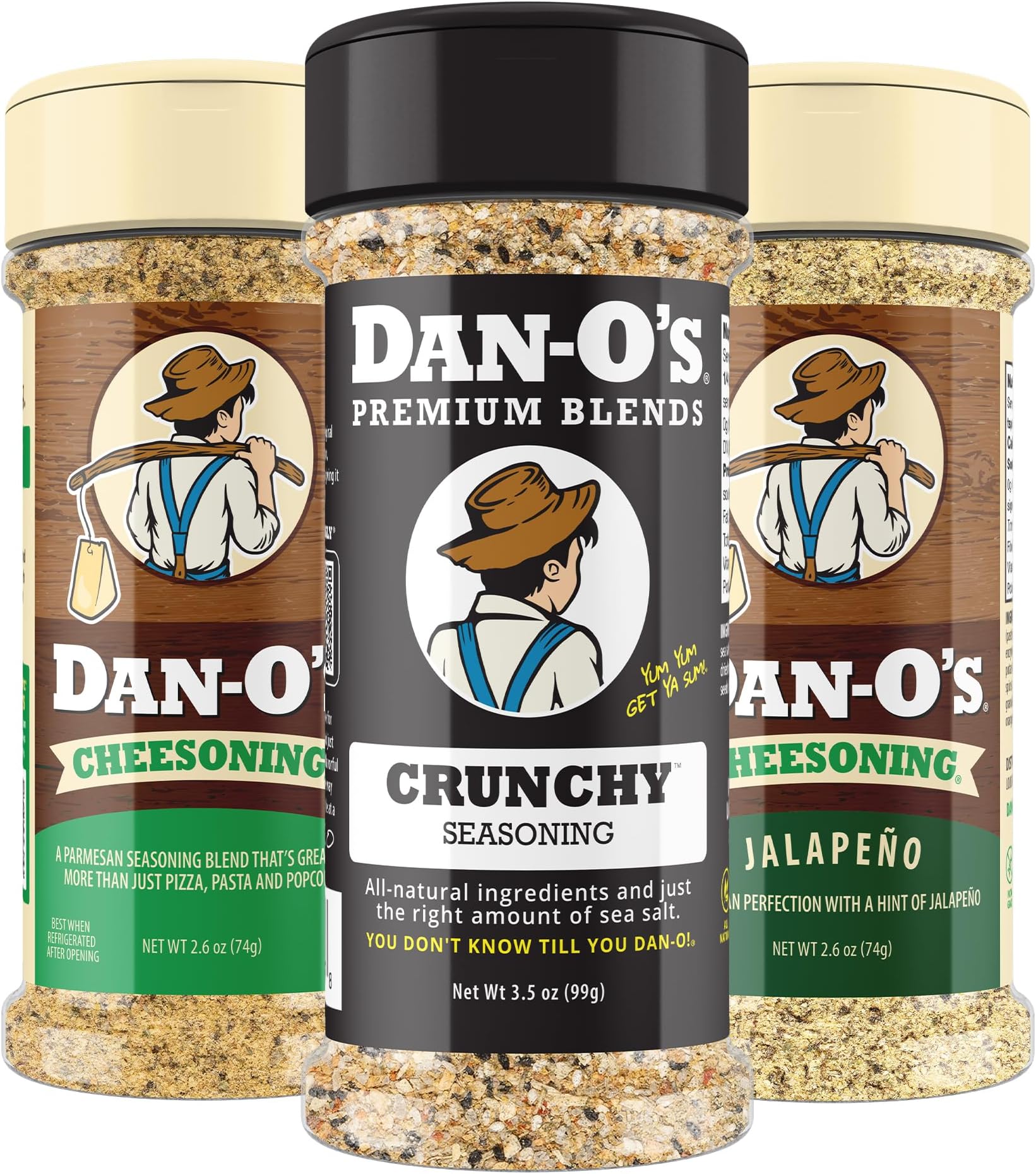 3 Bottle Seasoning Set, Small Bottles, 3 Pack, Includes Crunchy, Cheesoning and Jalapeño Cheesoning Seasonings, Sugar Free, Zero Calorie, Use this Seasoning Kit in Snacks, Pasta or Sauce