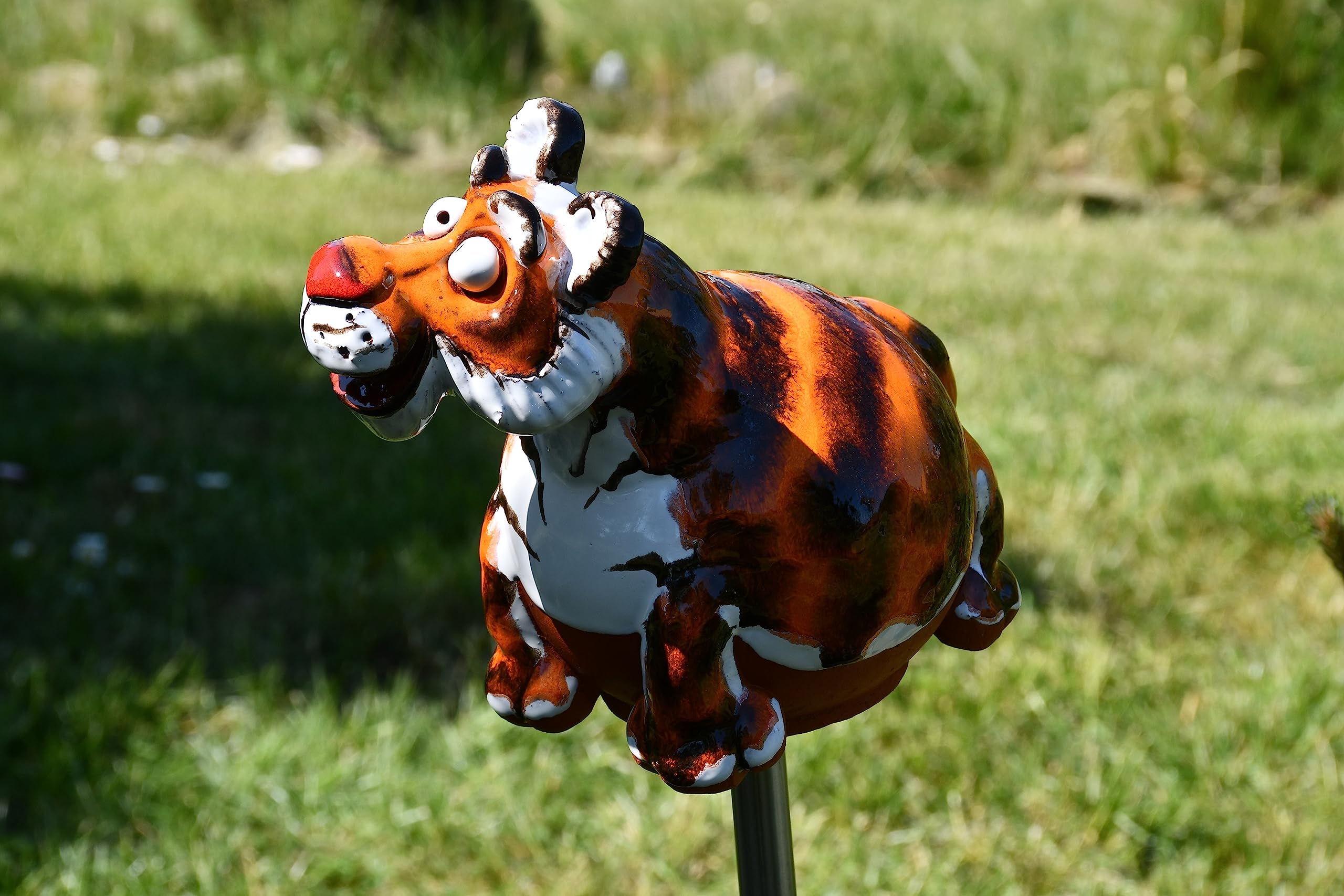 Decoration Jardin Exterieur Statue en Céramique - Deco Extérieur - Figurines pour Jardin - Faite à la Main, Résistant au Gel, Cadeau Unique pour Les jardiniers - Sweet Tigre