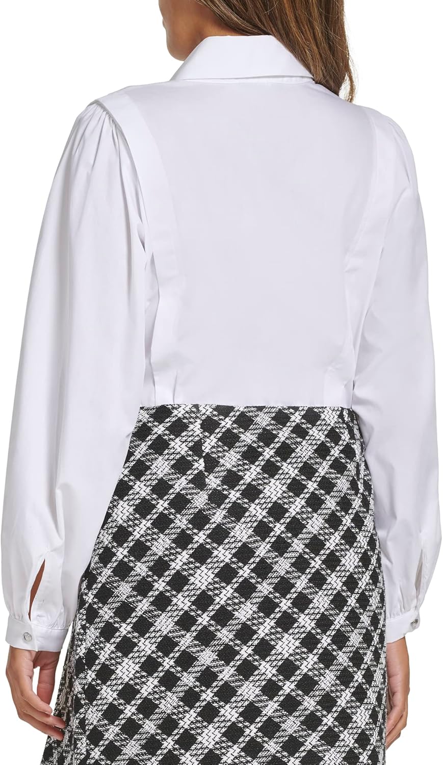Karl Lagerfeld Womens Classic Button-Down Shirt with Puff Sleeves - Image 4