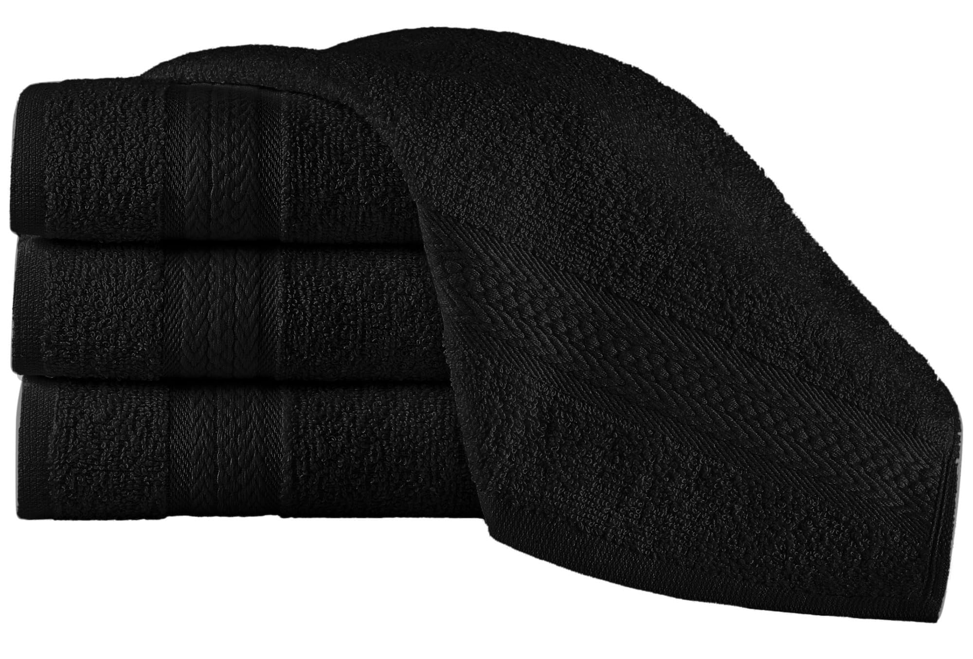 REGAL RUBY4 Pieces Black Washcloths Bath Linen Set Quick-Dry, Highly Absorbent, Soft Feel Towels, Premium Quality Flannel Face Cloths