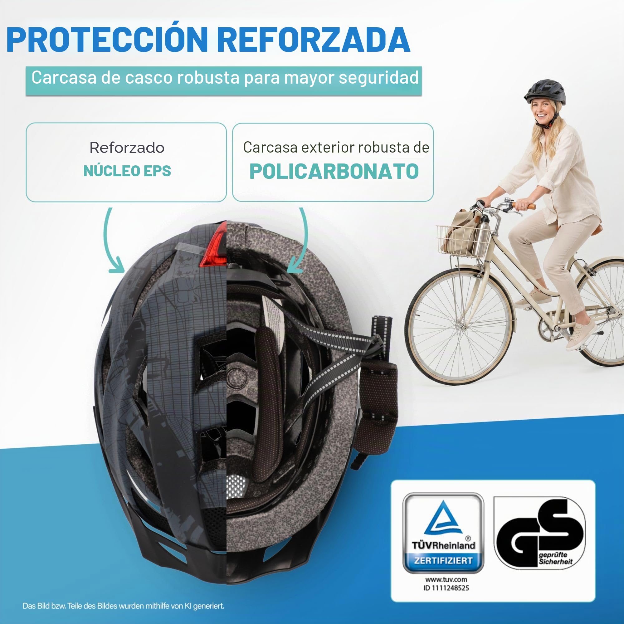 Fischer Urban Plus - Casco de ciclismo con luz trasera LED integrada para hombre y mujer