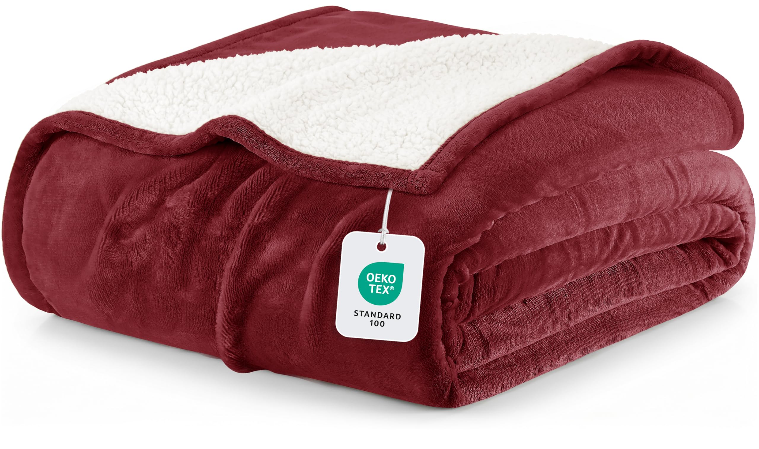 Utopia Bedding Sherpa Blanket Queen Size [Red, 90x90 Inches] - 480GSM Thick Warm Plush Fleece Reversible Blanket for Bed, Sofa, Couch, Camping and Travel — image 1