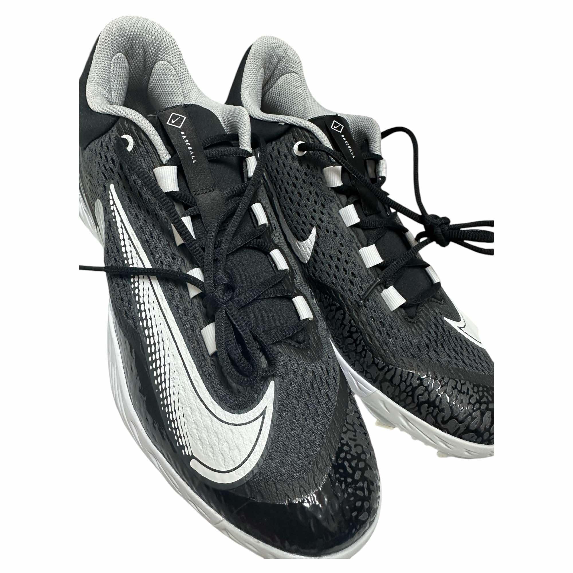 Nike Men's Alpha Huarache Elite-4 Low Baseball Softball Cleats Shoes Black/Dark Smoke Grey #DJ6521-011 - Size Mens 13