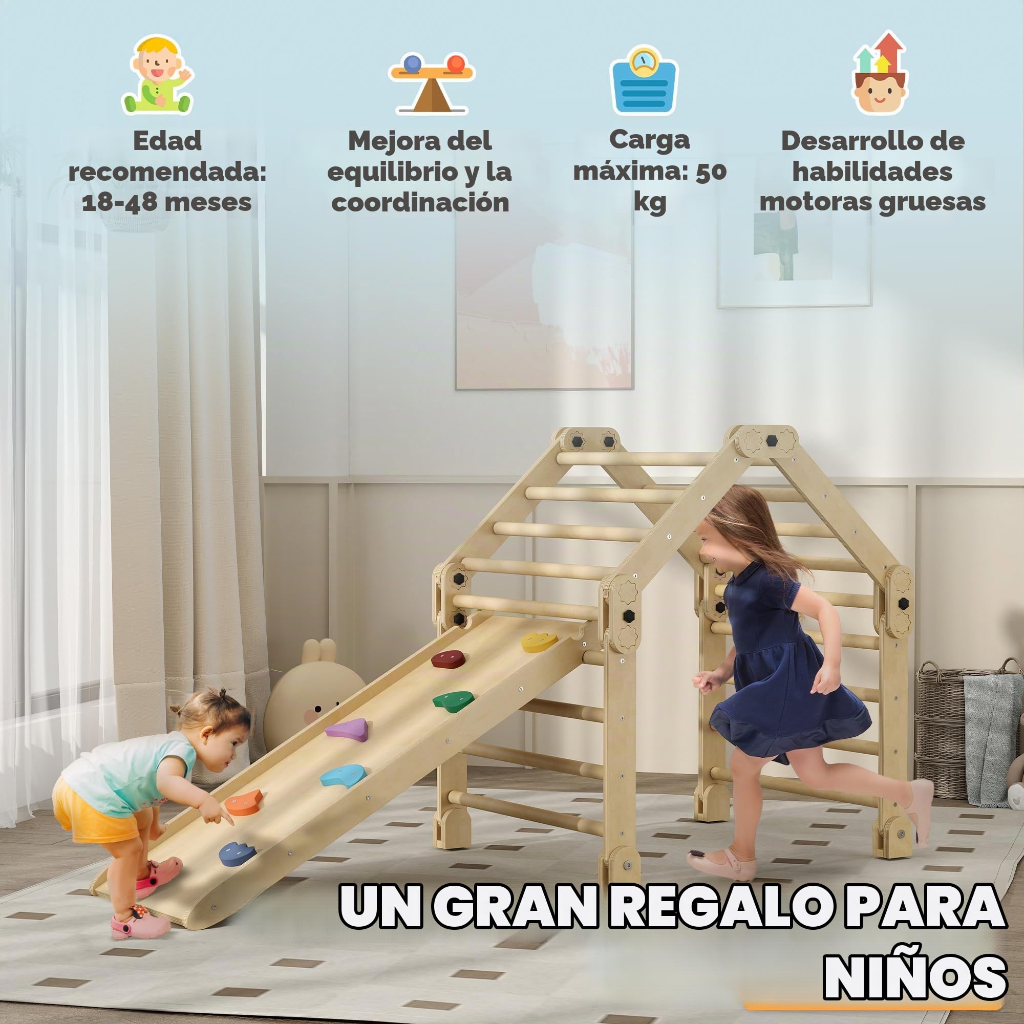 AIYAPLAY Escalada para Niños Montessori Plegable 18-48 Meses Multicolor