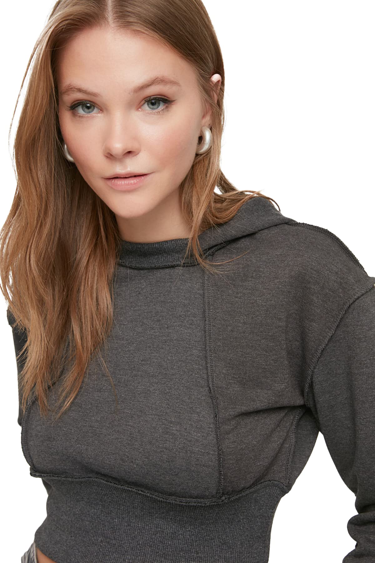 Trendyol Women Regular Basic Hood Knit Sweatshirt