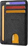 Hoewina Slim Wallet for Men, Credit Card Holder Wallet, Minimalist Design - RFID Blocking Front Pocket Leather Thin Wallet for Men and Women(Mist Black)