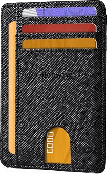 Hoewina Slim Wallet for Men, Minimalist Front Pocket RFID Blocking Leather Wallets, Thin Travel Card Holder Wallet, Gifts for Men and Women Cross Black
