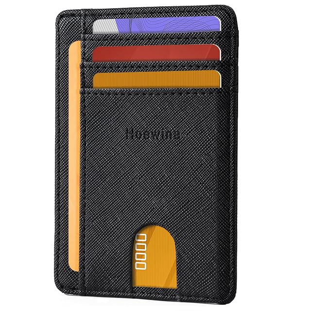 Hoewina Wallet for Men Credit Card Holder Slim Minimalist Wallet Front Pocket RFID Blocking Leather Thin Wallet for