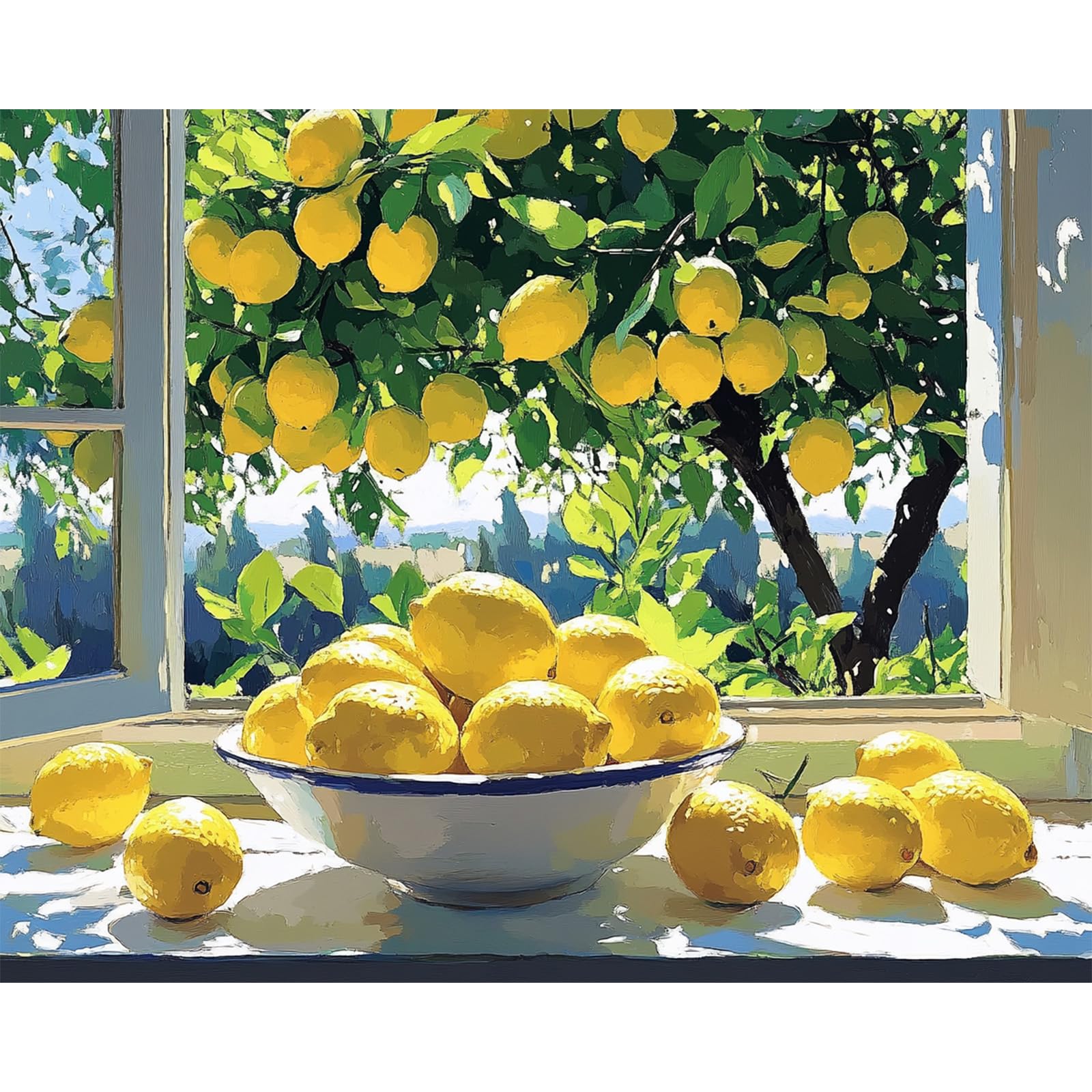 QENSPE Paint by Numbers for Adults - 16x20 Inch Lemon Paint by Numbers Canvas Kits for Students Beginner Without Frame, Window Acrylic Oil Painting DIY Craft for Gift Home Wall Decor