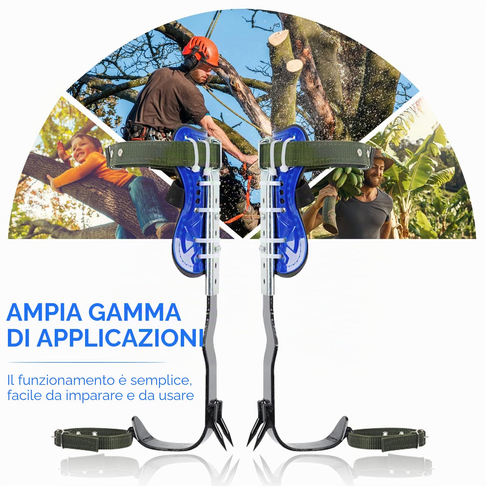 Set professionale di ramponi da arrampicata su alberi con imbracatura di sicurezza a 5 punti per tutto il corpo, attrezzatura da arrampicata aggiornata per la raccolta della frutta e il soccorso