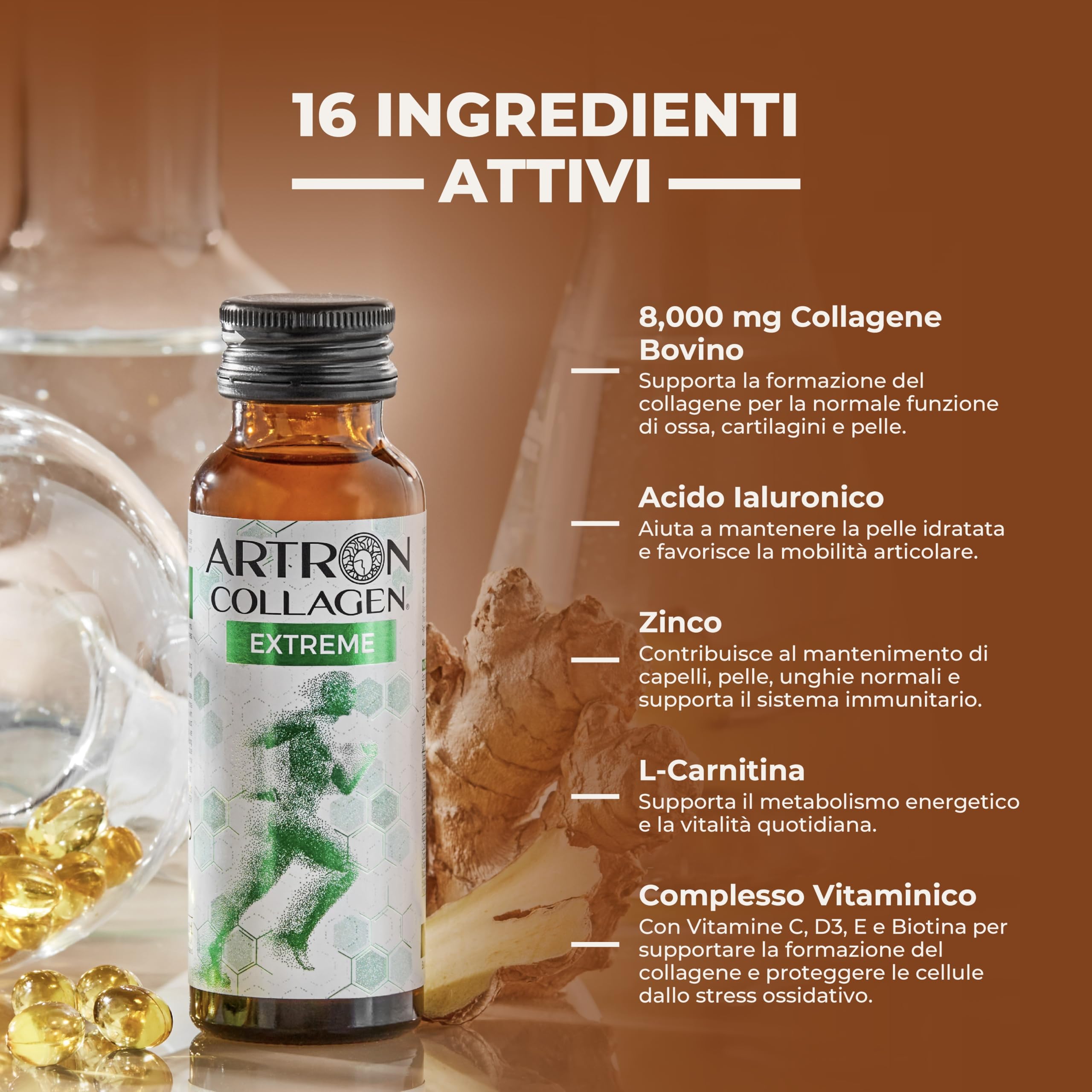 GOLD COLLAGEN Artron Collagen Extreme - Integratore Difese Immunitarie e Supporto Muscolare, Ossa, Articolazioni e Cartilagine Liquido per Formazione Collagene con Vitamina D C B E, 3 Pack 10x50 ml