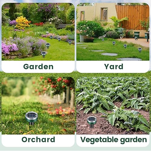 Miniatura 7 de Repelente de topos para césped – Repelente ultrasónico de tope alimentado por energía solar para jardín, patio, pico sónico impermeable para