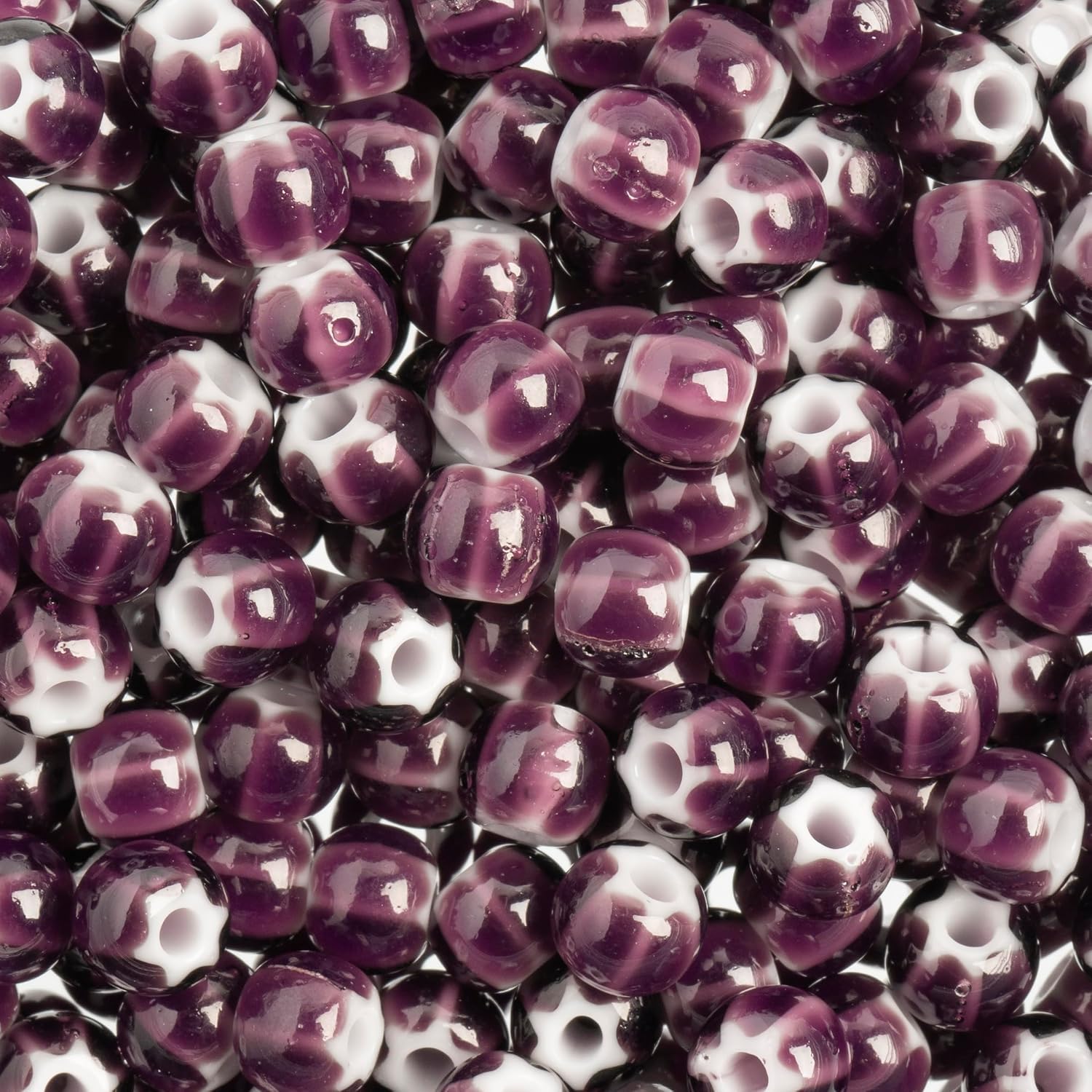Czech Glass Seed Beads 2/0 (6.1mm Diameter) Cornelian White Star Dark Lilac DIY Jewelry Making Beads - 50g Bulk Bag by Preciosa (Jablonex)
