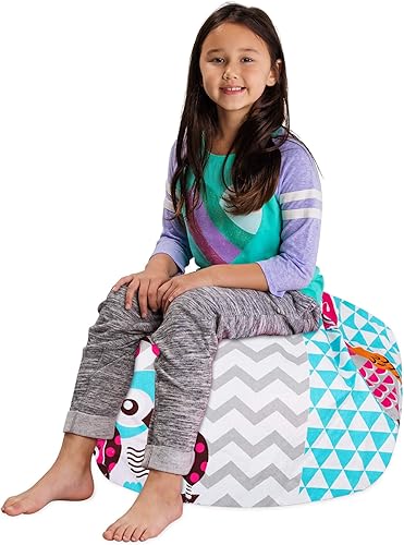 Miniatura 265 de Posh Funda de Silla Puf Rellenable para Almacenamiento de Animales de Peluche para Niños - Organizador de Juguetes Infantiles, Grande-38 - Lona