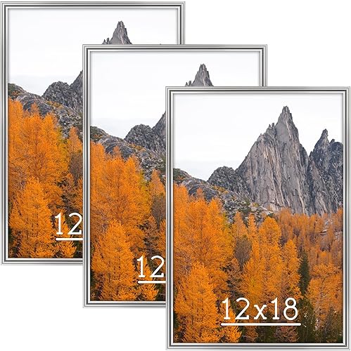 Marco para póster de 12 x 18 pulgadas, marco de fotos de 18 x 12 pulgadas, color marrón claro, marco de galería con plexiglás para exhibir obras de