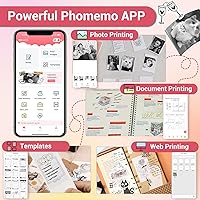 Vista 6 de Mini impresora de calcomanías, bolsillo Bluetooth con 1 rollo de papel, fabricante de calcomanías térmicas sin tinta compatible con iOS y Android