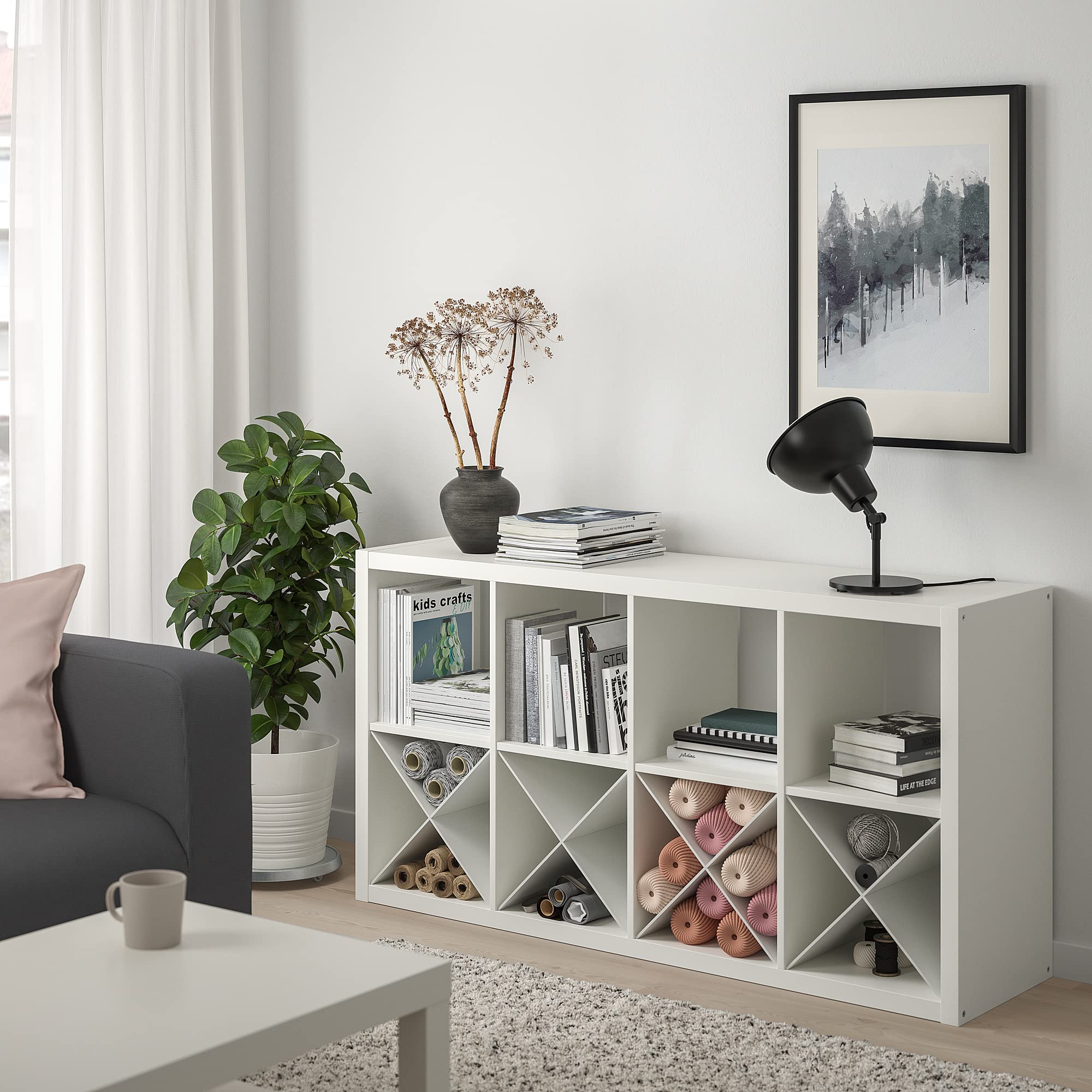 Ikea Étagère Kallax avec 4 inserts, 77 x 147 cm, blanc
