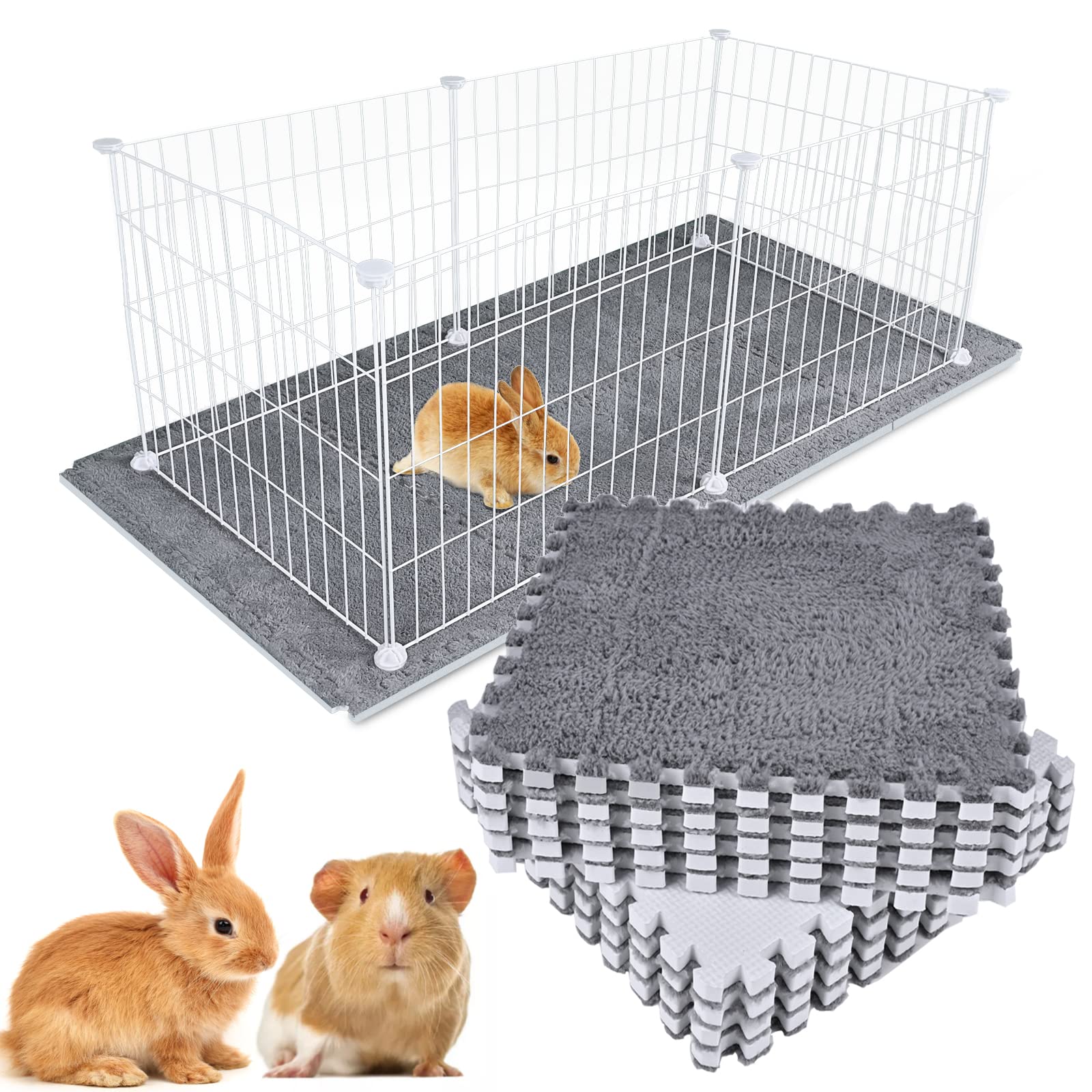 RUBYHOME 9 Stück 30x30 cm Meerschweinchen-Käfigmatte, waschbar, wiederverwendbar, Meerschweinchen-Fleece-Bettwäsche, Käfigeinlagen, weiche, warme Kaninchen-Bodenmatte, Bett für Laufgitter, Kiste