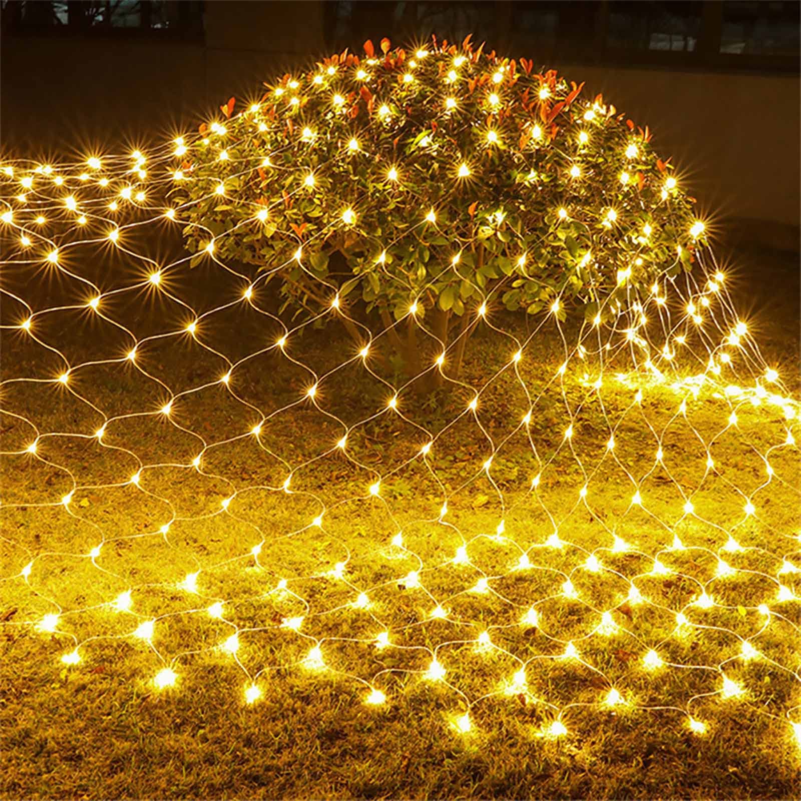 Yizc Noël Lumières Nettes,Intérieur Exterieur Decoration Lumieres en Filet Raccordable Fairy Lights avec 8 Modes,Suspendu Clignotement Guirlande Lumineuse pour Buissons Jardins Fete -Blanc chaud 6x4m