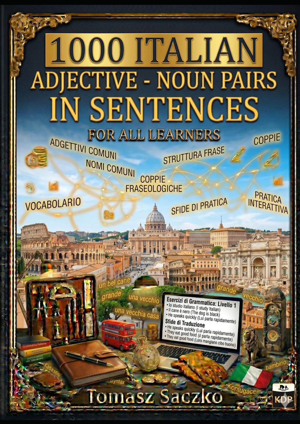 1000 Italian adjective - nouns pairs in sentences for all learners: italian vocabulary