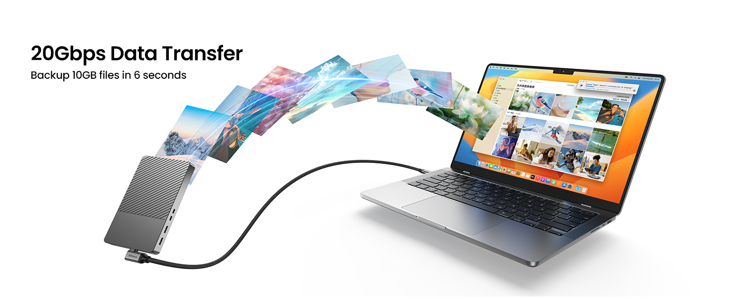 Image of Silkland 20Gbps USB C Data Cable Right Angle, Short 1FT USB C to USB C Cord