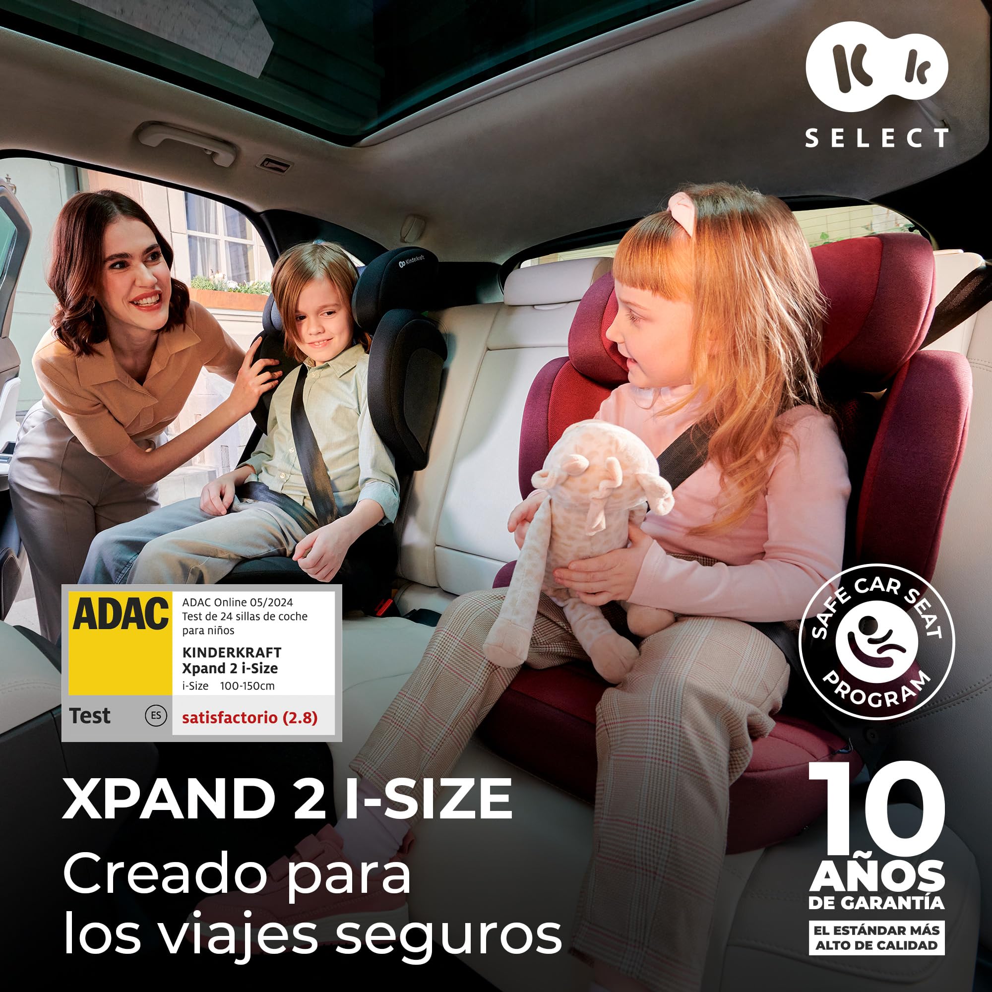 Kinderkraft XPAND2 I-Size, Silla de Coche Grupo 2/3, Reforzada, de 15 a 36 Kg, Negro