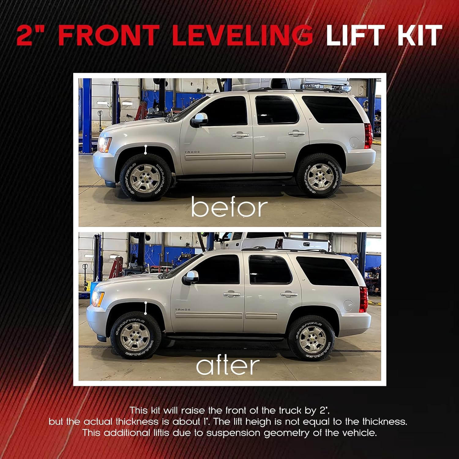 2" Leveling Kit for 2007-2018 Chevy/GMC 1500, Compatible with 07-21 SUVs - 1307, Complete Polyurethane Hardware, Enhances Ride Height & Clearance