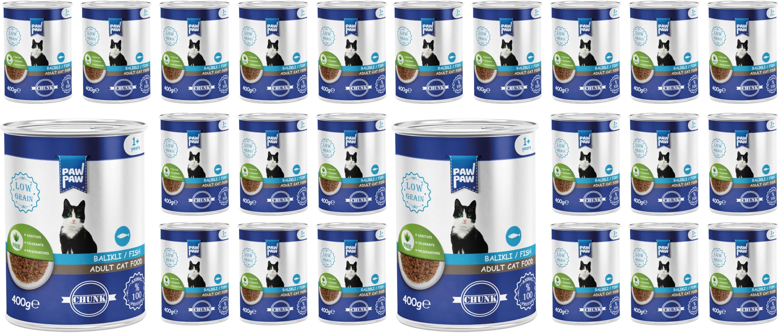 Pawpaw Yetişkin Kedi Balıklı ve Jöleli Konserve Mama 400 Gr x 12 Adet (2 paketi)