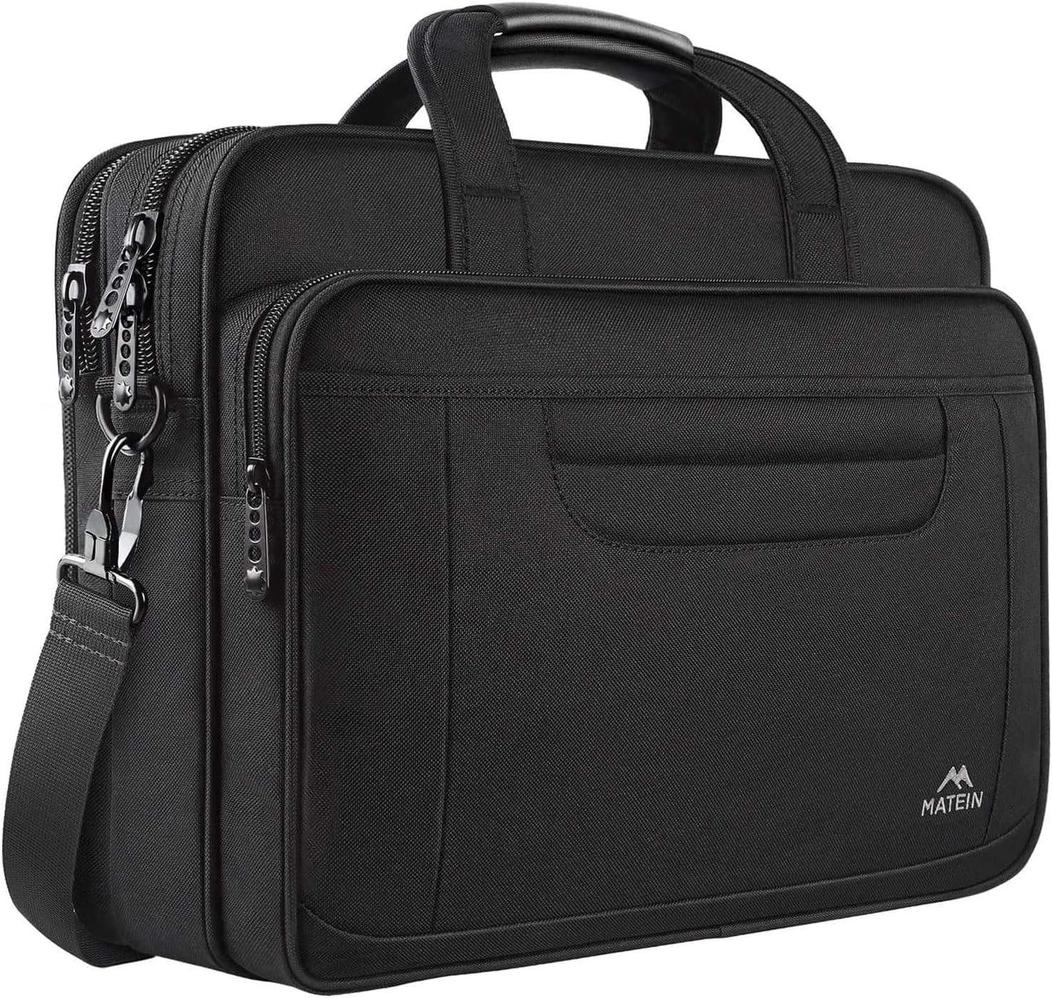 MATEIN Sac Ordinateur Portable 15.6 Pouces Mallette Multifonctionnel Business Handcase pour Les Femmes et Les Hommes, Enduring Nylon Sac à Bandoulière pour Voyage Tablette/Notebook Noir