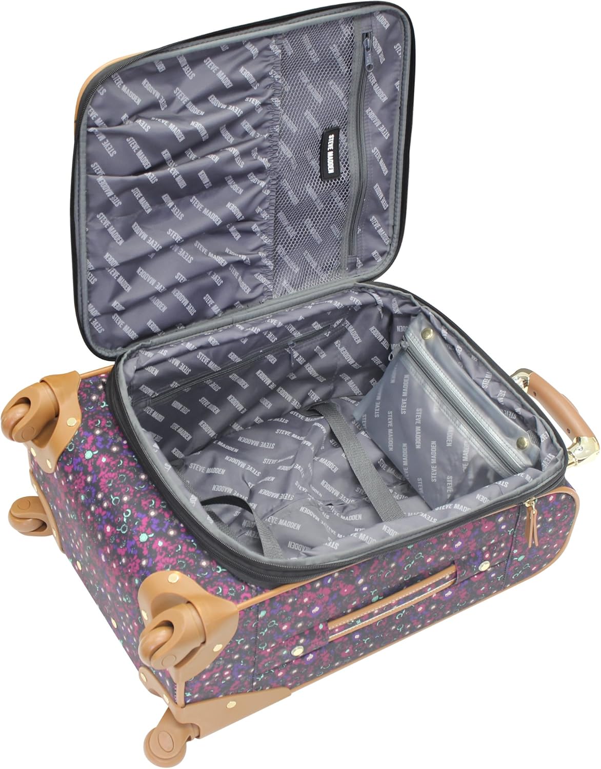 Steve Madden Designer Luggage Collection - Expandable 24 Inch Softside Bag - Durable Mid-sized Lightweight Checked Suitcase with 4-Rolling Spinner Wheels (Dark Purple) - Image 5