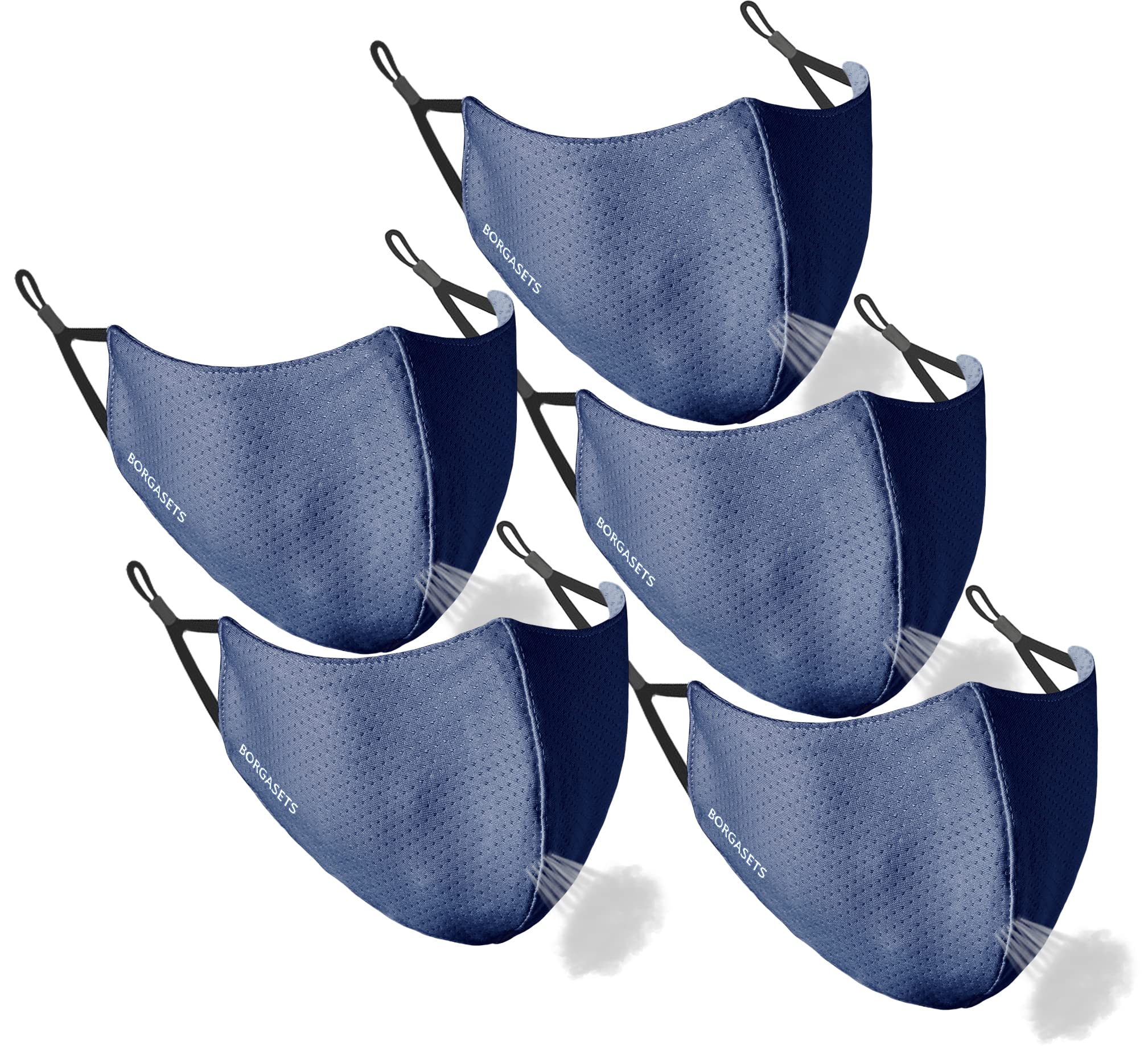 BorgasetsFace Mask Washable Reusable Exercise Breathable Men Women Adults Outdoor Black