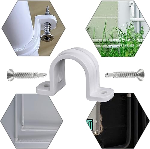 Miniatura 5 de 30 abrazaderas de correa de tubería de conducto, SCH 12 pulgadas (0.787 in), clips de tubo de plástico de dos agujeros, abrazaderas de conducto de