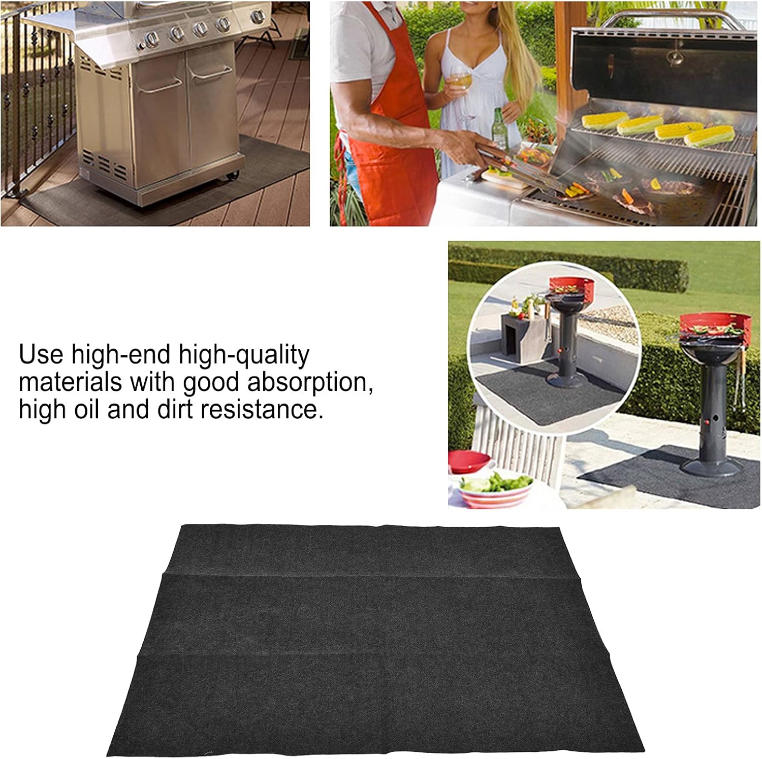 Large der Grill Mat, BBQ Floor Mat, Outdoor becue Mat, Outdoor Flame Retard becue Mat for Cam Hiking(152×91CM)