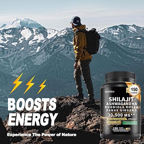 Miniatura 2 de Complejo Shilajit con Ashwagandha Rhodiola Rosea Ginseng Cordyceps - Suplemento mineral para resistencia e inmunidad, apoya la vitalidad y el