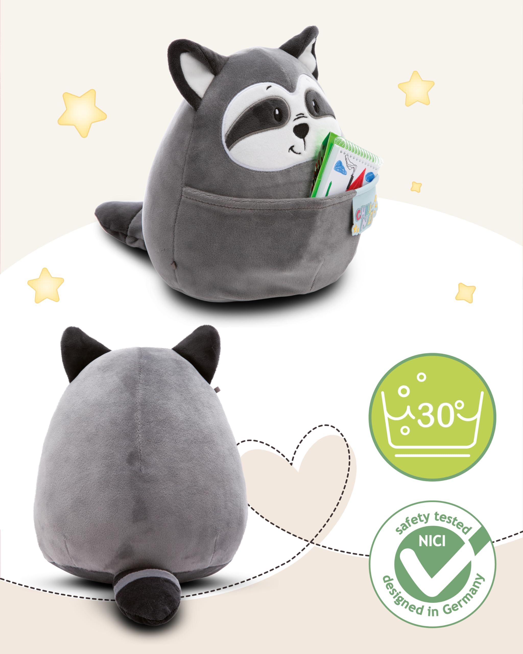 NICI peluche Chill-NICI procione 20cm - Soffice peluche procione con coda per bambine, bambini e neonati, Peluche coccoloso - 49884