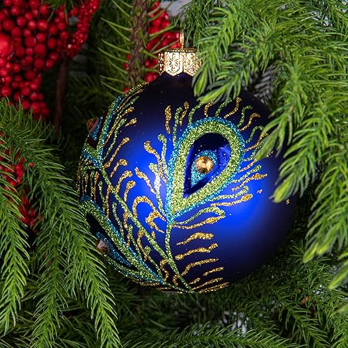 Miniatura 3 de Adornos de Navidad de vidrio pintados a mano de 3.15 pulgadas, bola colgante, adornos para árbol de Navidad, mini adornos para decoración de