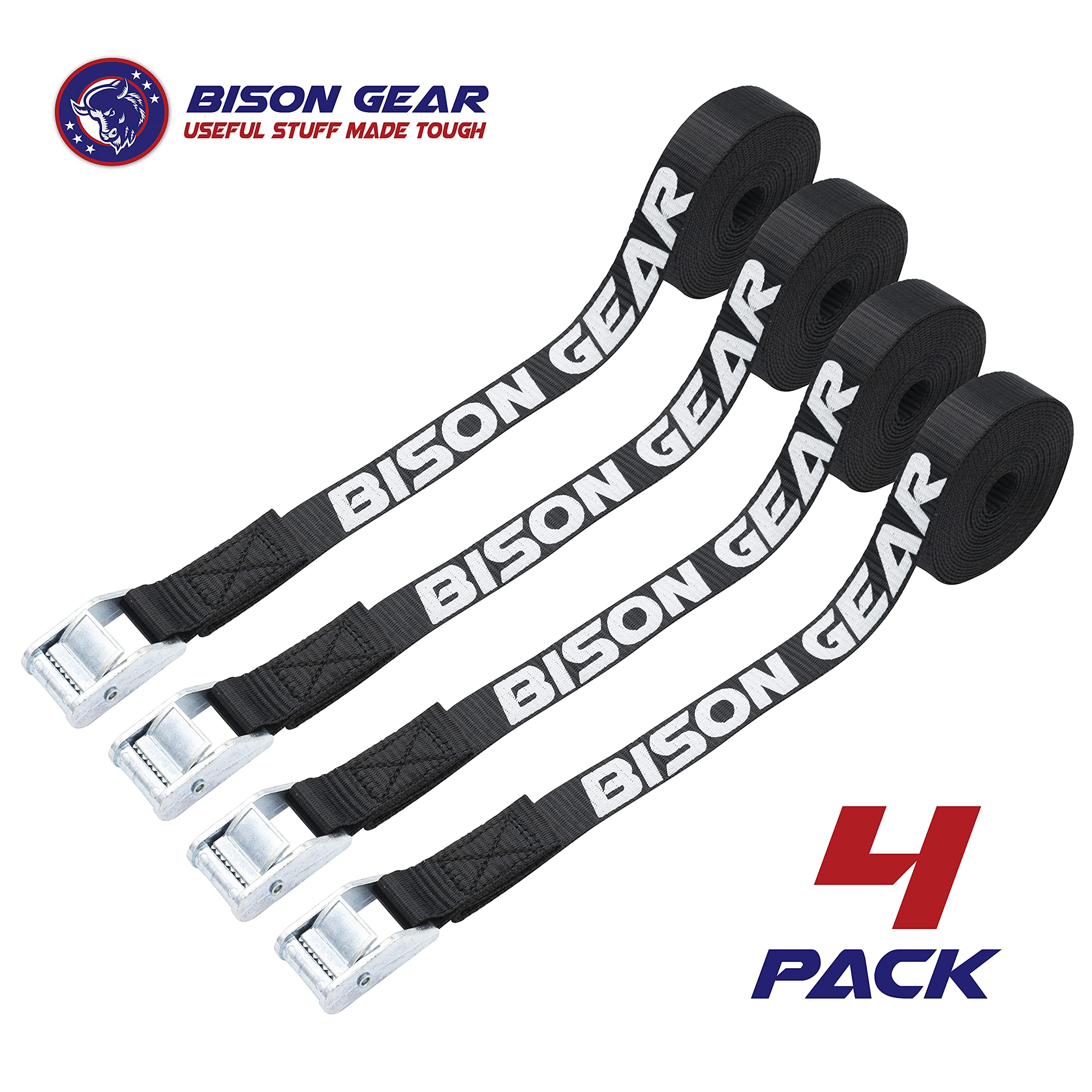 BISON GEAR Premium Tie Down Straps 1100lbs (Car Roof Rack Straps for
