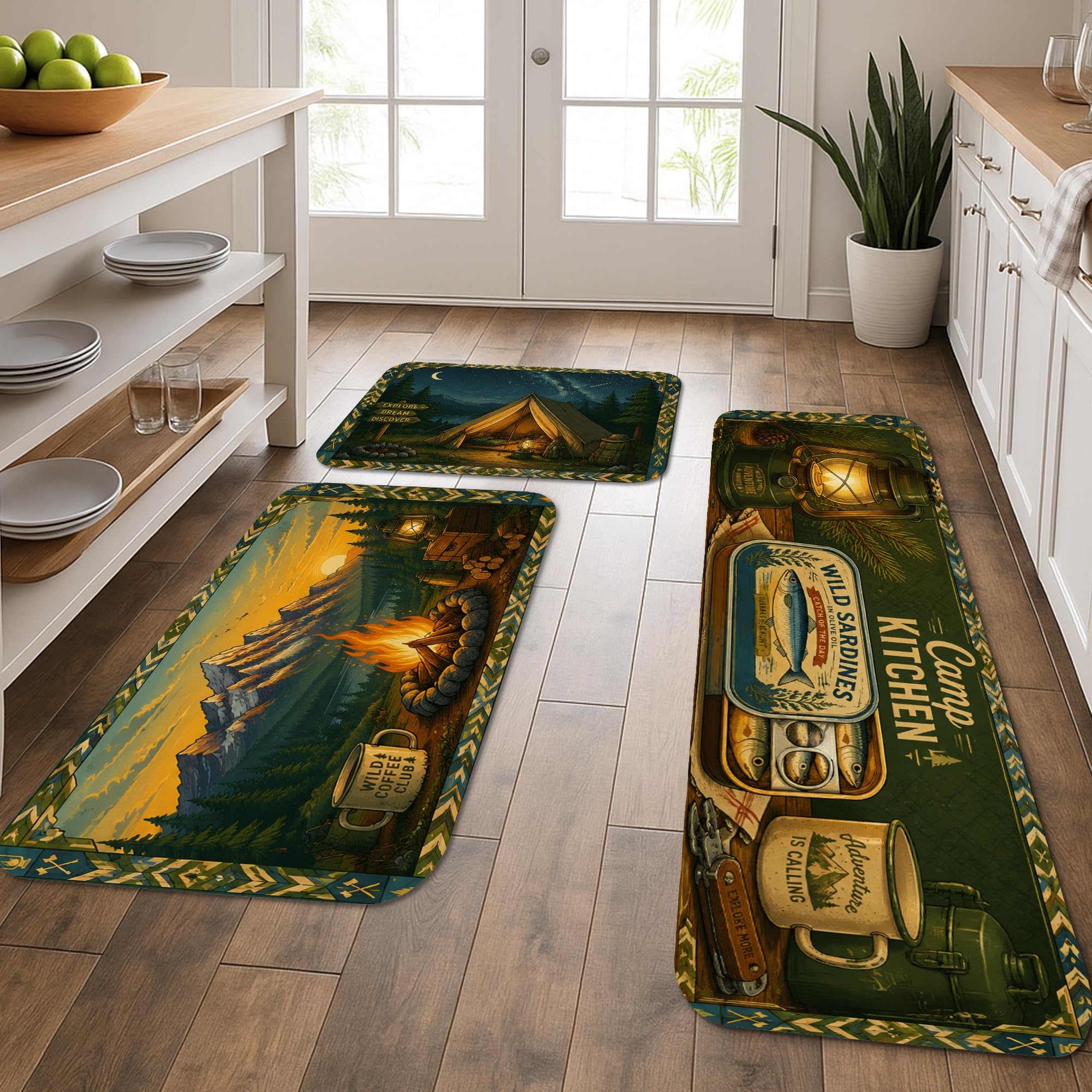 Tapis de cuisine rustique lot de 3 tapis doux confortables et lavables en machine