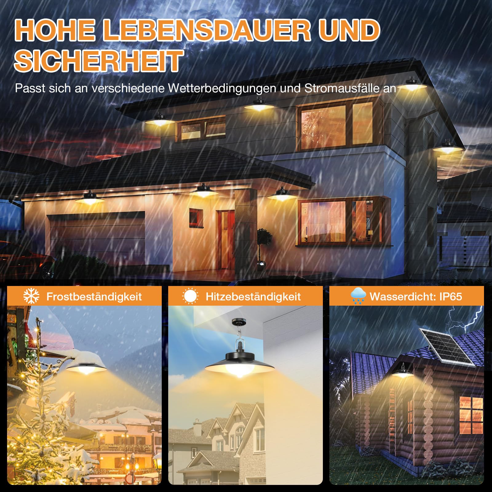 Solarlampen Außen mit Bewegungsmelder Hängend, Extra Hell LED Solar Hängeleuchte Lange Betriebsdauer mit 4000mAh Akku, 5 Modi, Timer, IP65 für Garten Terrasse Balkon Innen(4 Lampe, Warmweiß)