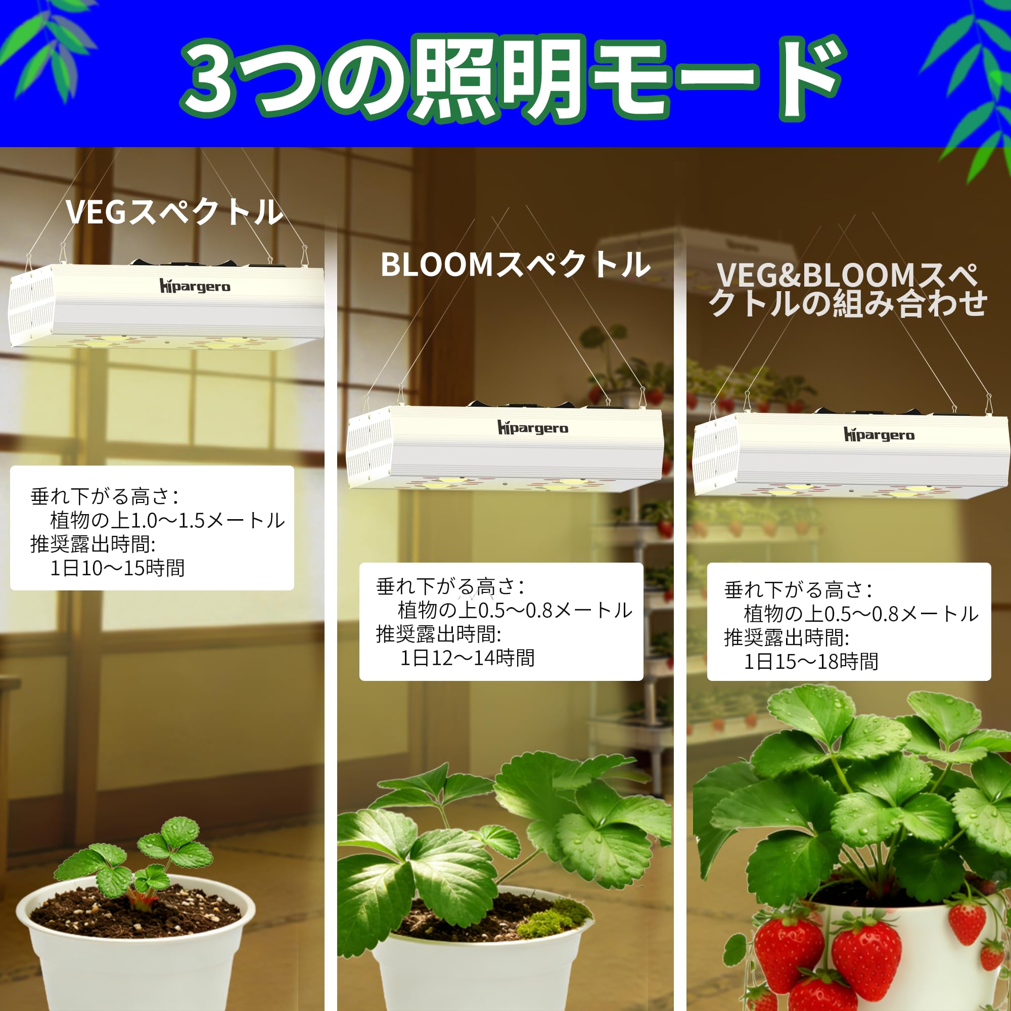 Amazon.co.jp: Hipargero HG800 LED植物育成ライト フルスペクトル(UV