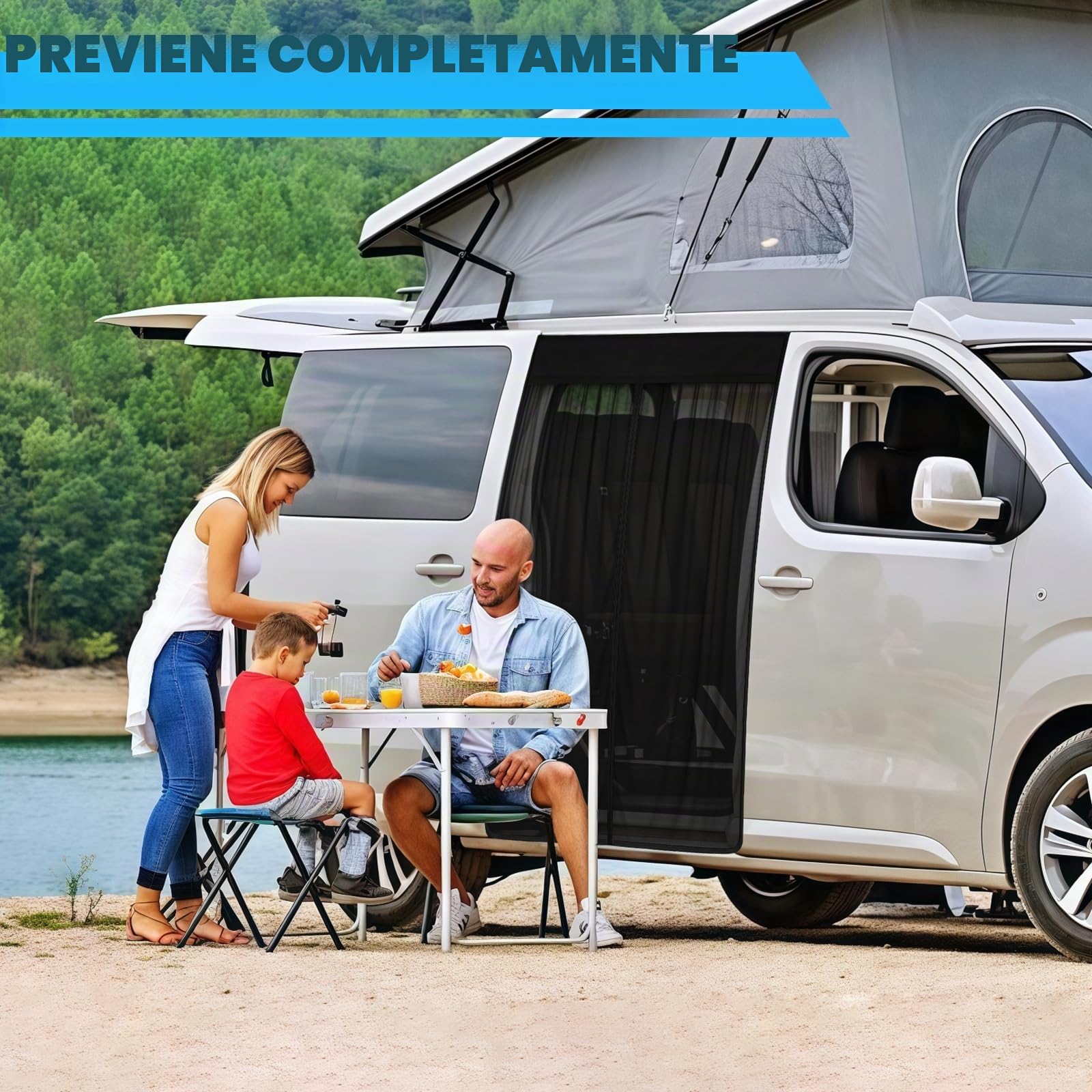 Mosquitera de Coche Reemplazo para Citroen Berlingo/Partner III/Rifter 2018-2025 (Standard Roof), Mosquitera para Puerta Lateral, Mosquitera Magnética de Una Sola Capa para Acampar