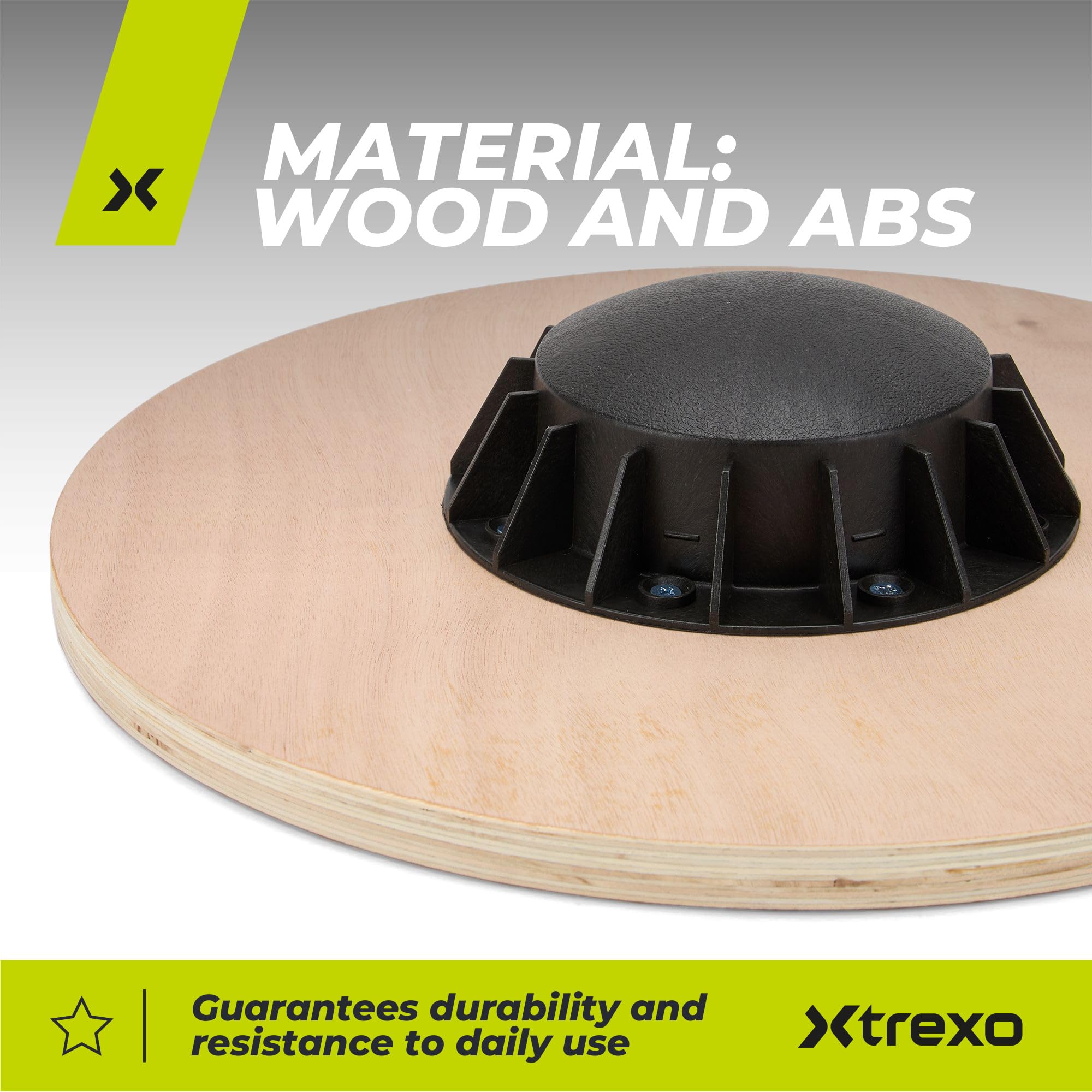 TREXO Planche d'équilibre noire marron 8 cm haut 38 cm diamètre 120 kg antidérapante bois ABS