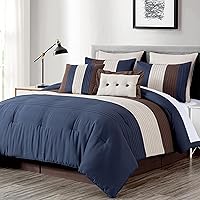 Vista 16 de Chezmoi Collection Loft - Juego de edredón de lujo a rayas de 8 piezas (tamaño matrimonial, negro/gris/blanco)