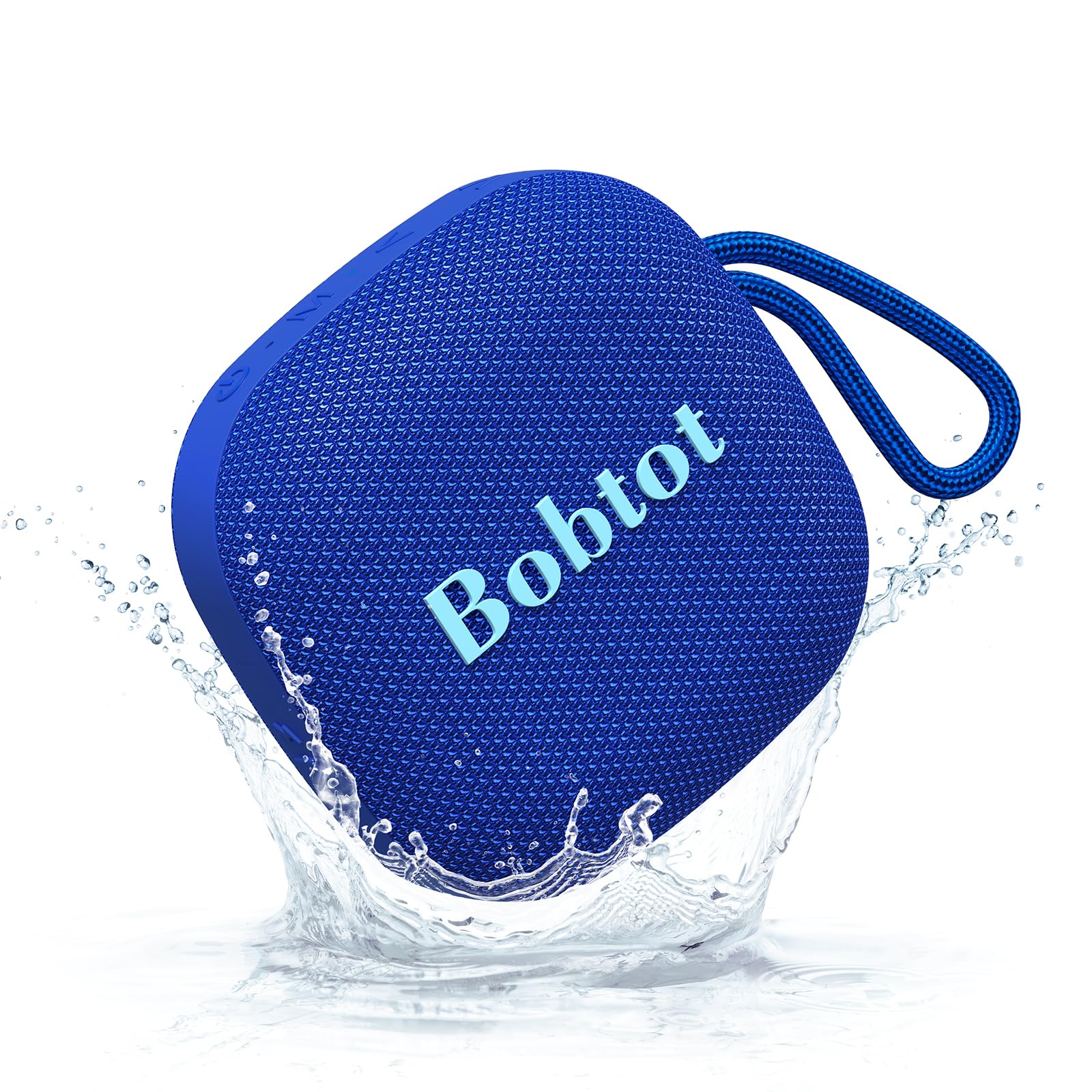 Bobtot Portable Speaker Wireless Bluetooth Speakers - Waterproof Speakers with 16 Hours of Playtime, Loud Stereo Sound, Built-in Mic, TWS, Mini Outdoor Speaker with Carry Lanyard, Blue