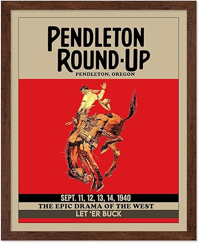 Miniatura 14 de Poster Master Póster de Rodeo marrón – Estampado retro de vaquero sobre caballo – Arte de vaquero – Arte occidental – Arte del salvaje oeste –